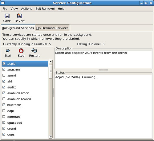 Графический интерфейс, предоставляемый утилитой /usr/bin/system-config-services